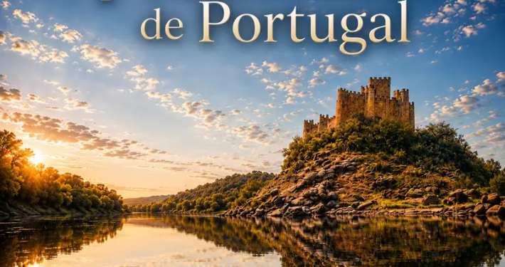Castelo de Almourol refletido no Rio Tejo, finalista das Novas 7 Maravilhas de Portugal